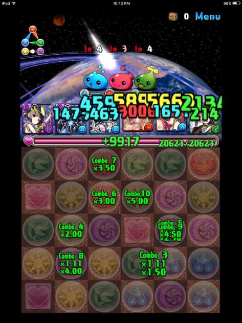 Was 8 combos matched with 2 skyfalls. More than enough damage