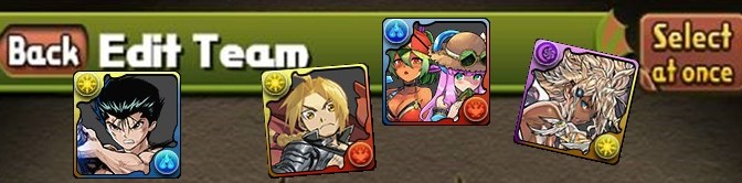 Team Building for Puzzle and Dragons in 2018 with Yusuke, Beach Barbara & Julie, Dark Metatron, & Edward
